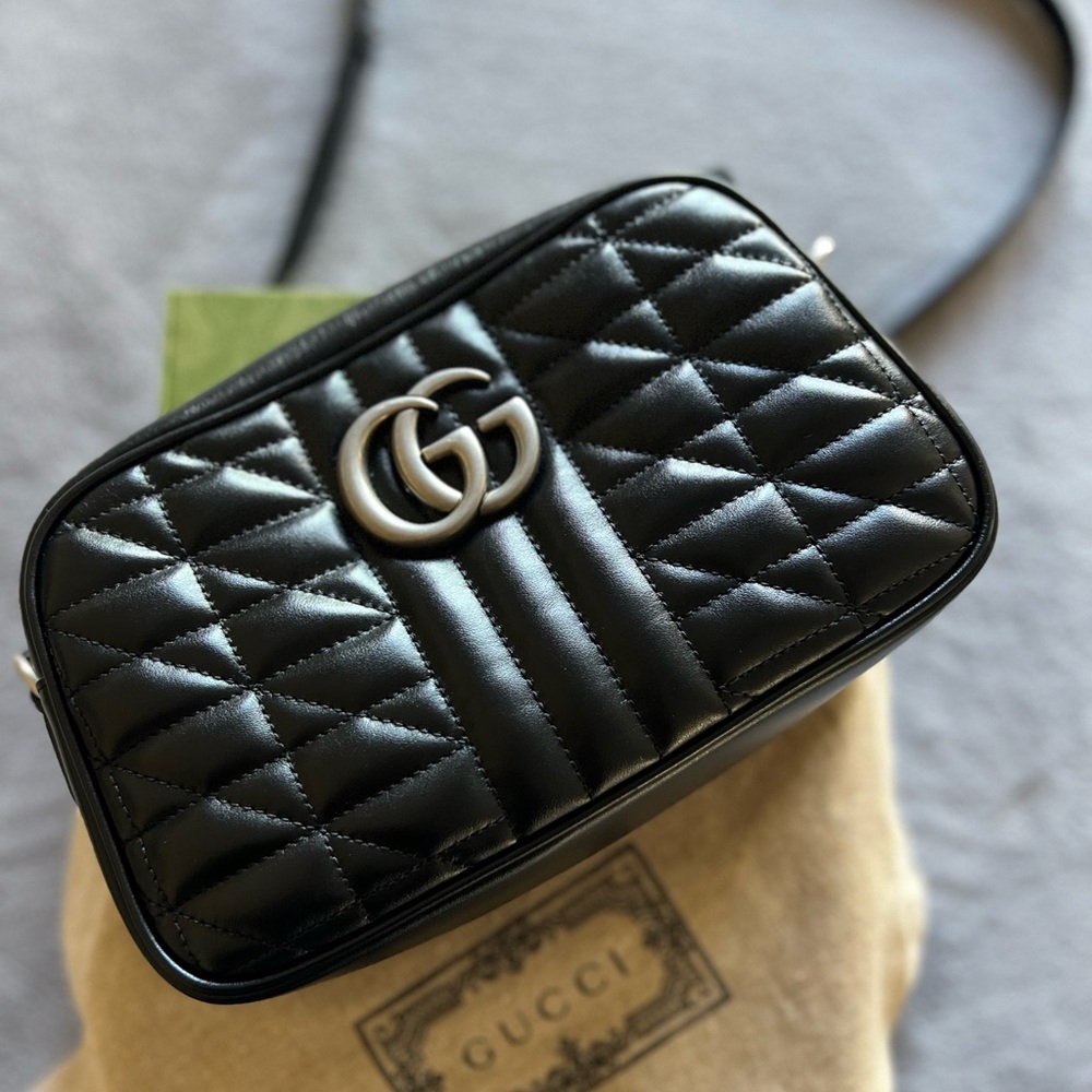Authentic Gucci Mixed Matelasse Leather GG Marmont Aria Small Shoulder Bag